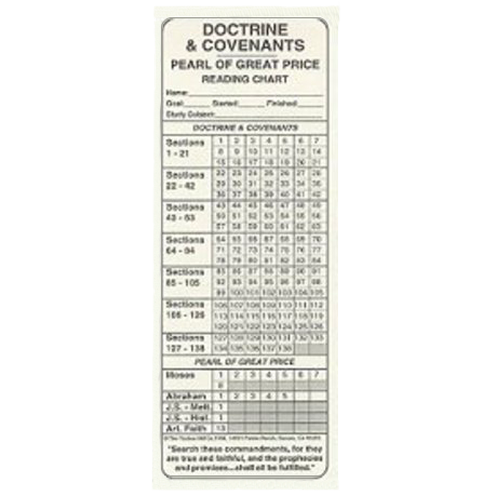 Doctrine and Covenants Reading Chart Bookmark
