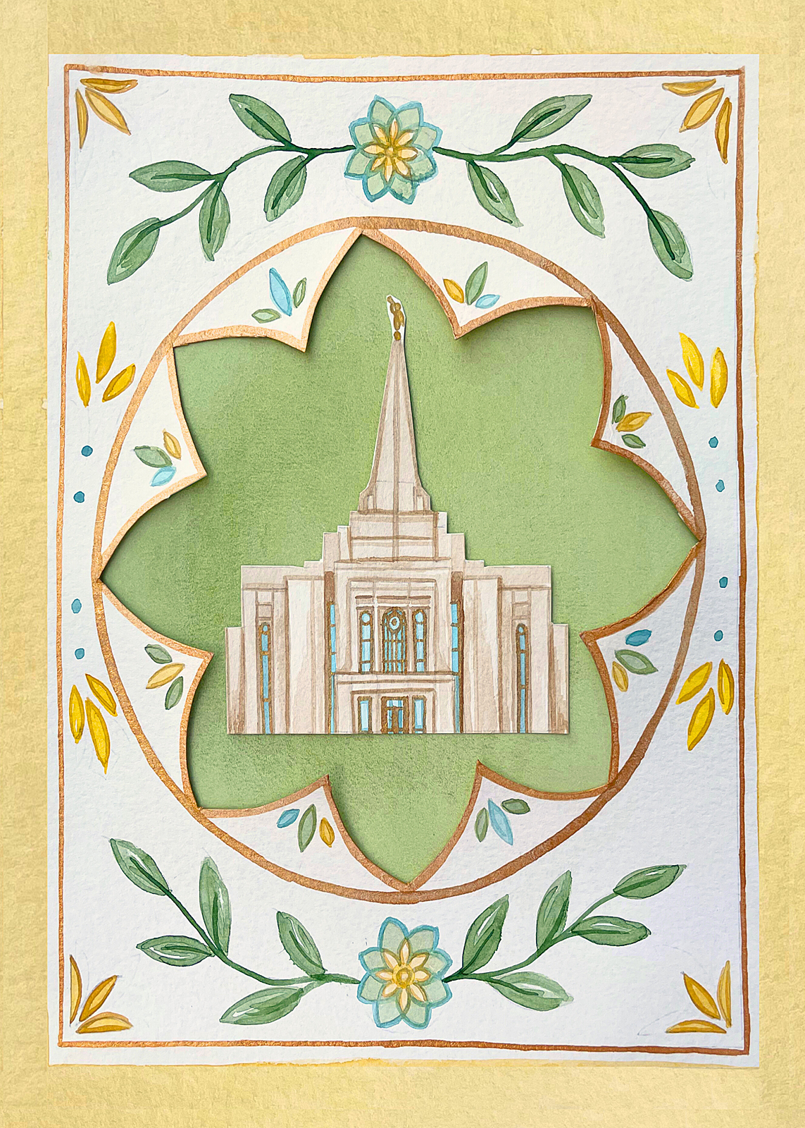 Gilbert Arizona Temple Cottagecore Style Print