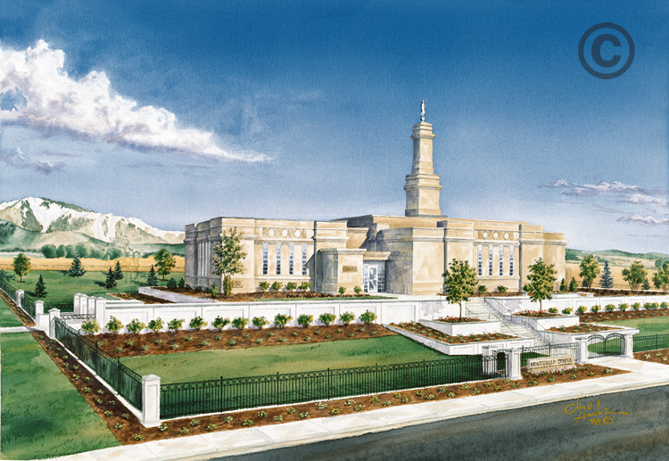 Monticello Temple Color Sketch 11x14 Print