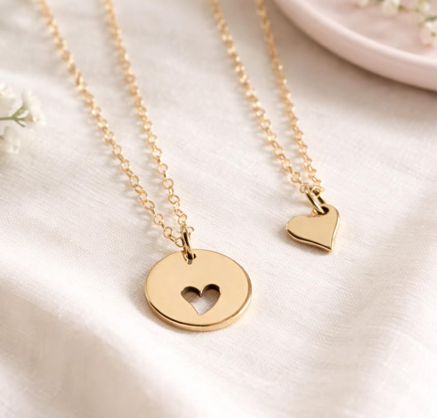 Mother and Daughter Heart Necklace, , large