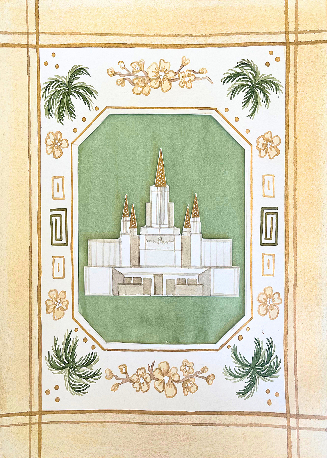 Oakland California Temple Cottagecore Style Print