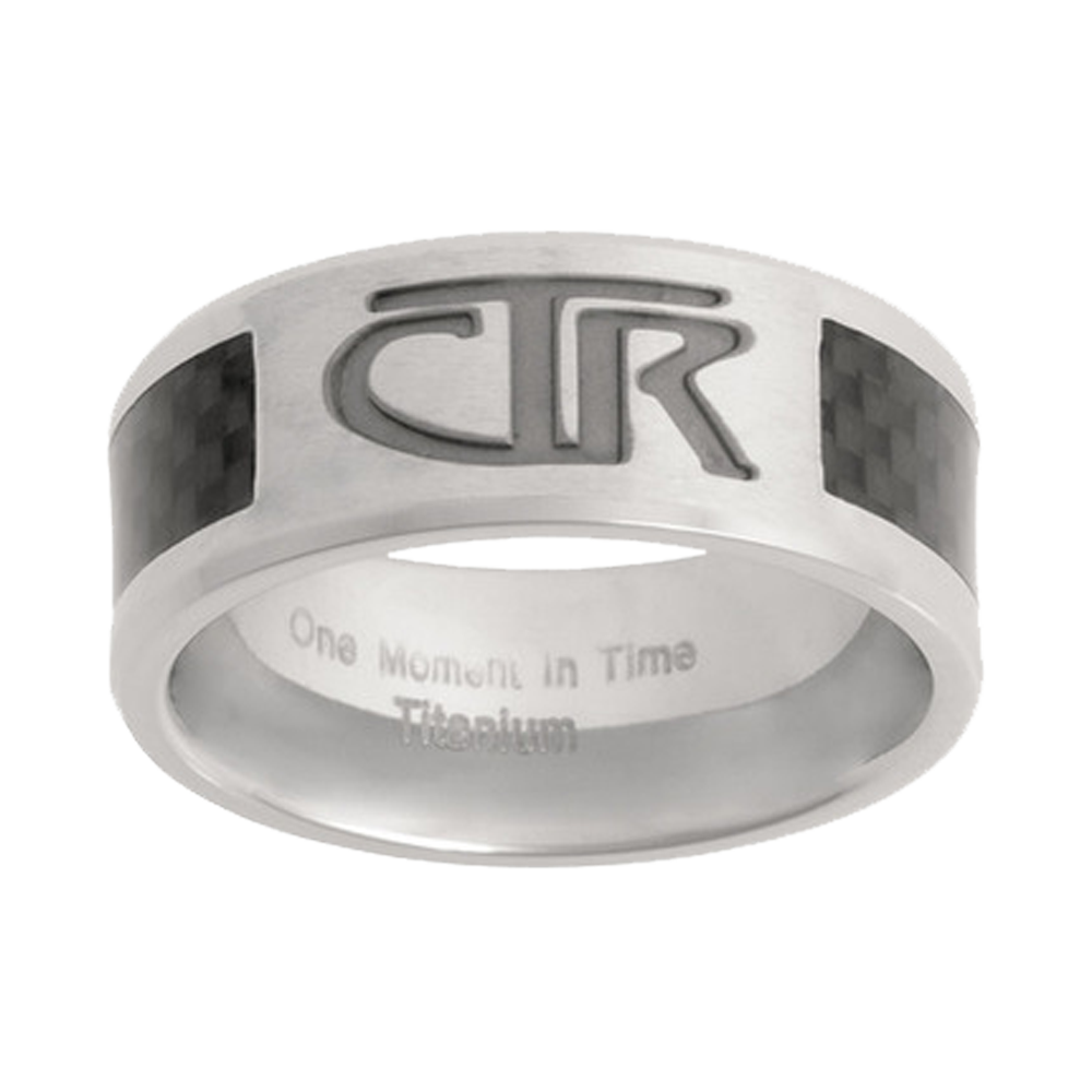 Titanium CTR Ring with Black Carbon Fiber Inlay