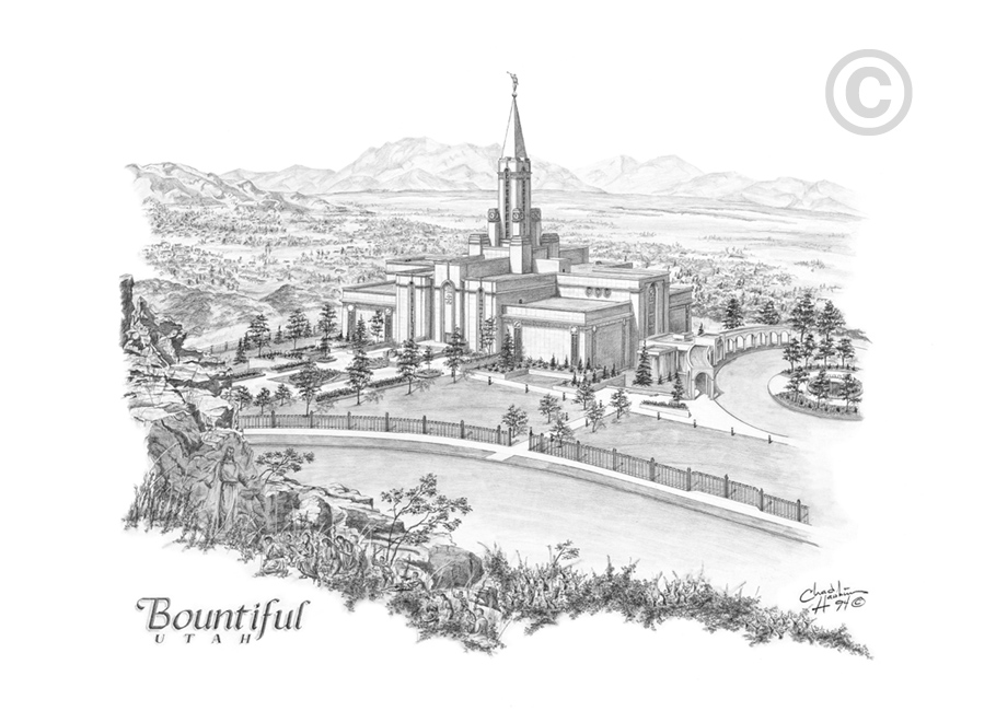 Bountiful Temple Sketch - 5x7 Print