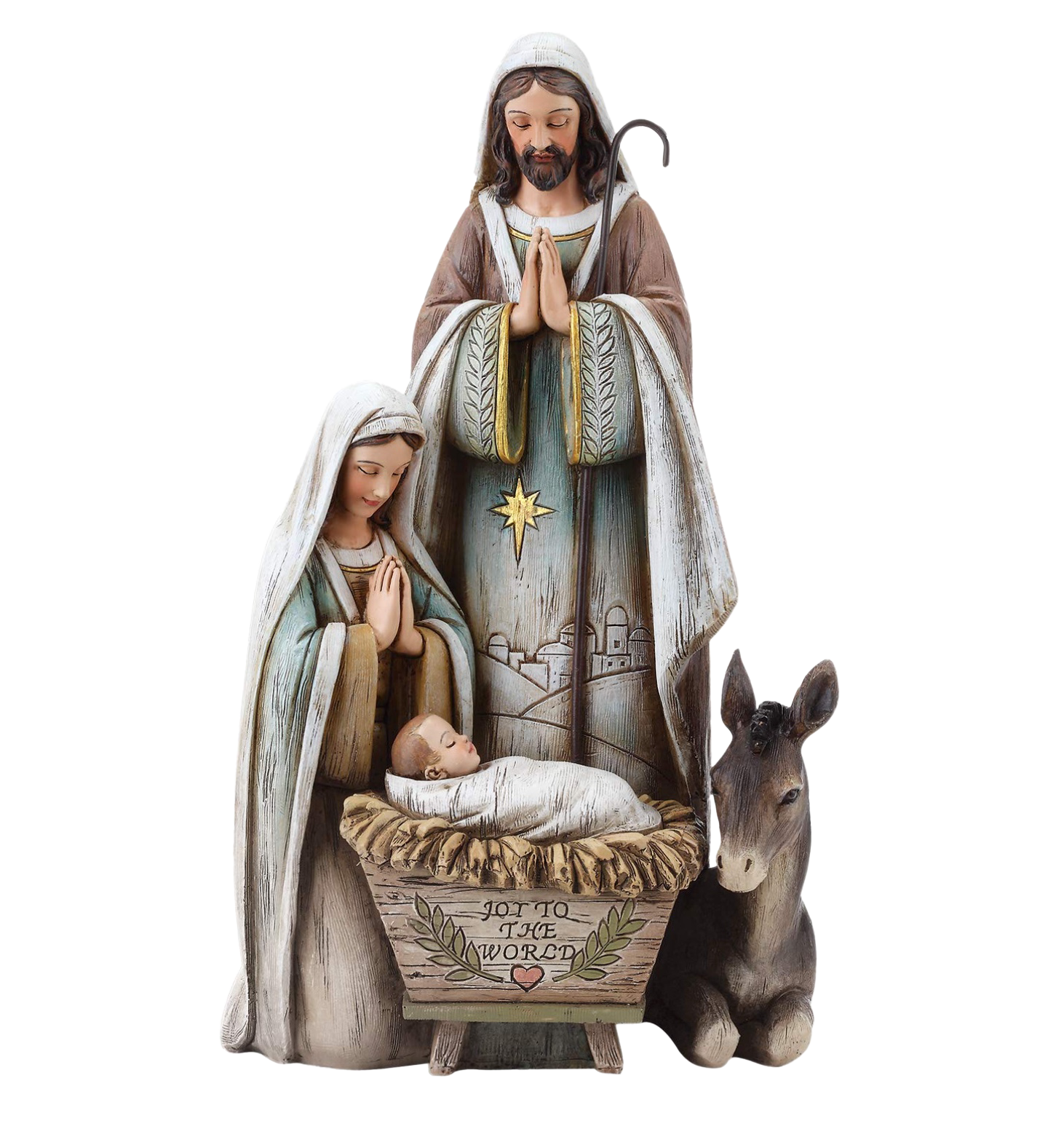 "Joy to the World" Holy Family Resin Nativity Figurine