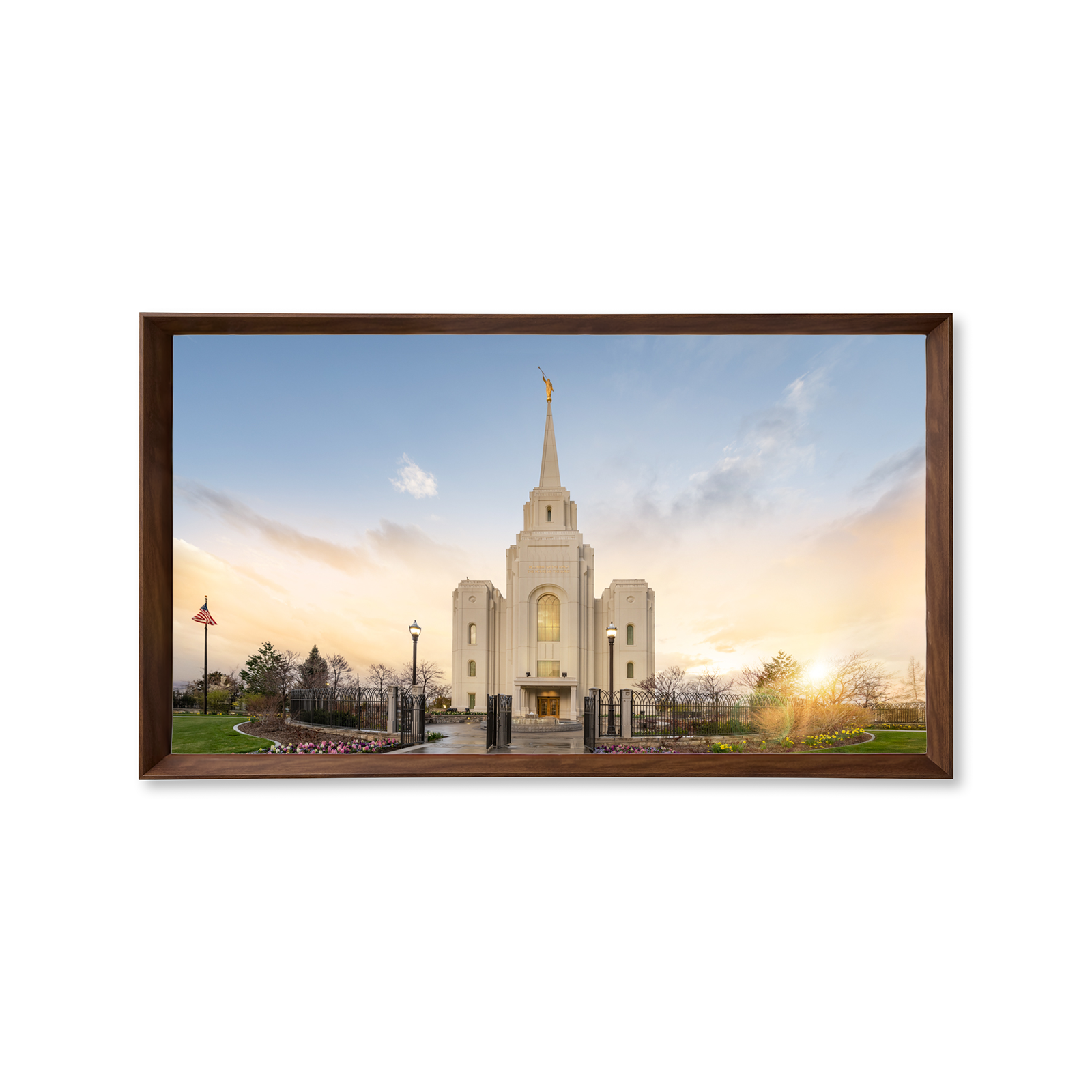 Brigham City Utah Temple - Fire of the Covenant Series (25x43 Framed Canvas Print)