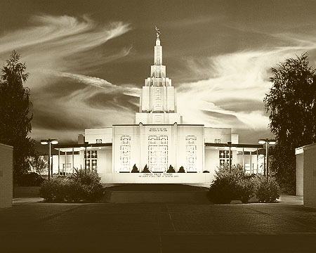 Idaho Falls Temple: Come Unto Me 8x10 Sepia Print, , large image number 0