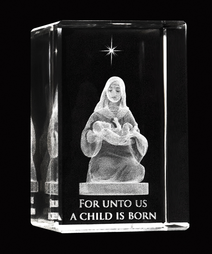 A Child Is Born Crystal Nativity Cube, , large
