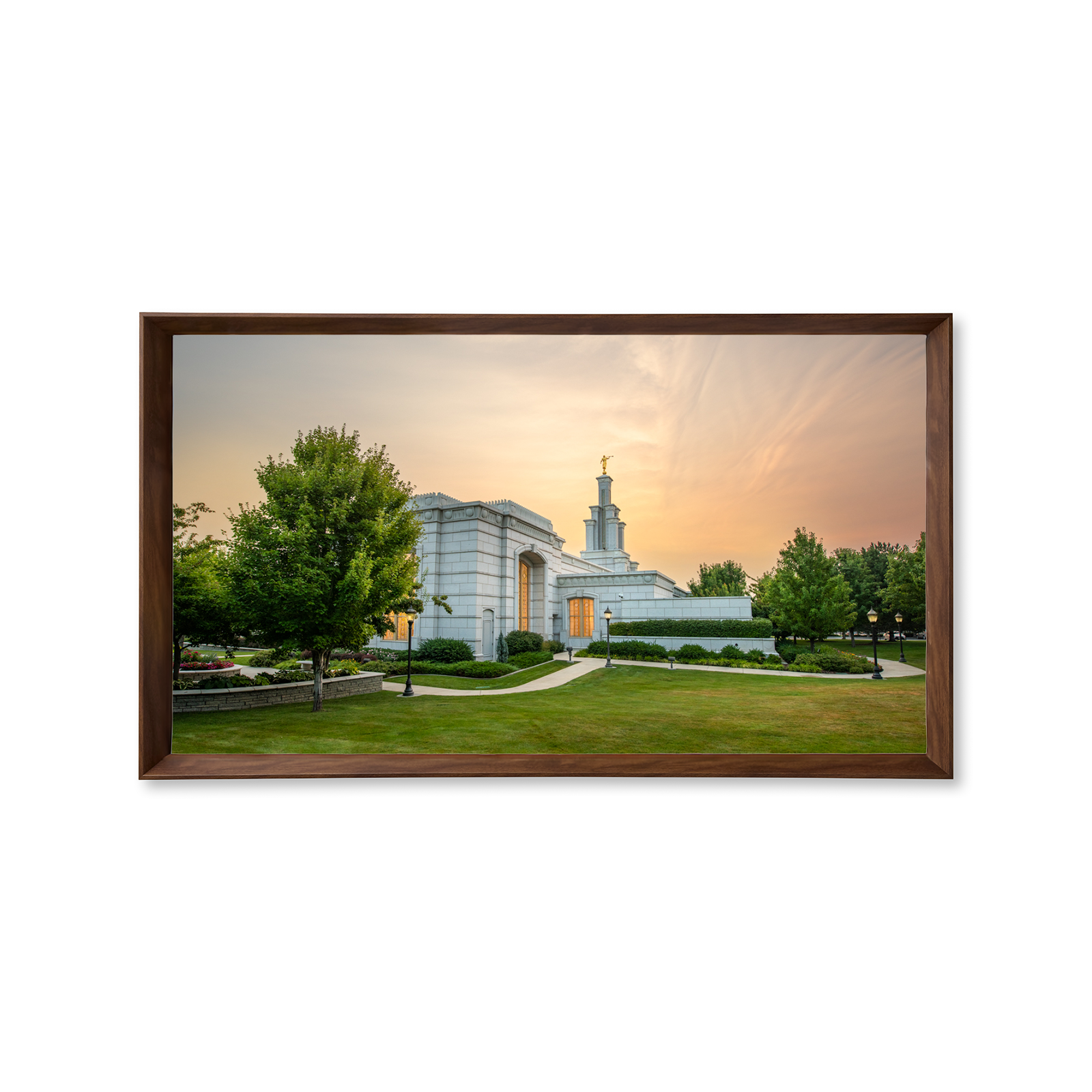 Columbia River Washington Temple - Fire of the Covenant Series (25x43 Framed Canvas Print)