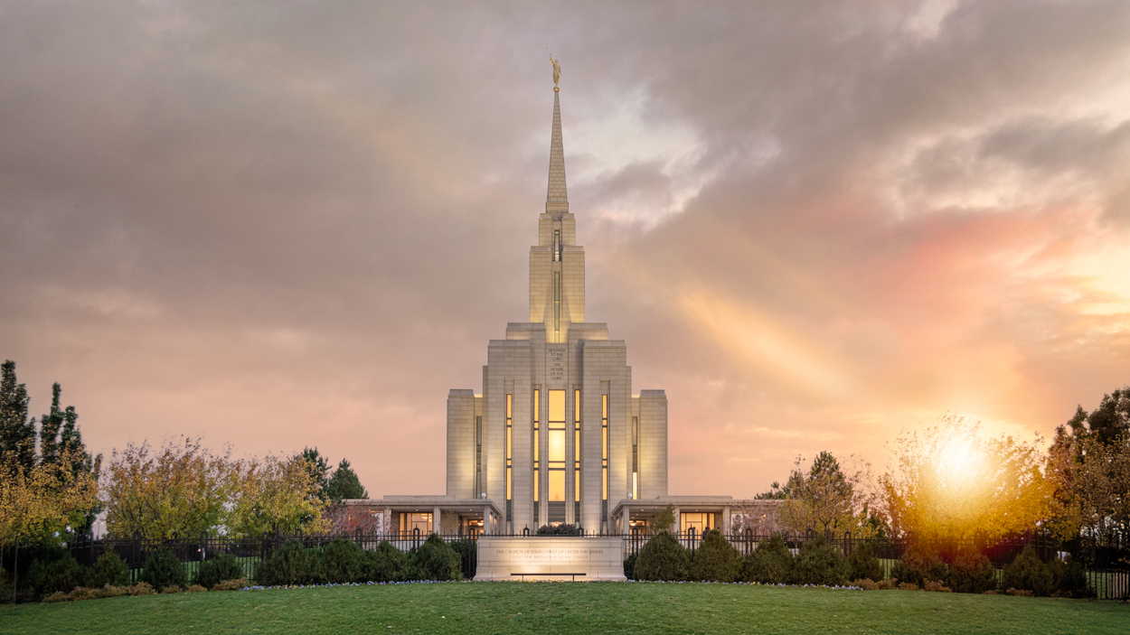 Oquirrh Mountain Utah Temple - Fire of the Covenant Series (25x43 Framed Canvas Print), , large