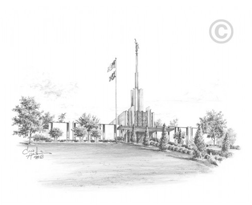 Atlanta Temple Sketch 5x7 Print