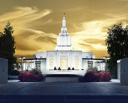 Idaho Falls Temple Gold Sunset 11x14 Matted Print, , large image number 0