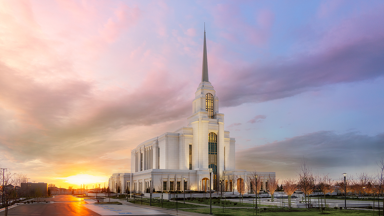 Syracuse Utah Temple - Fire of the Covenant Series (25x43 Framed Canvas Print), , large