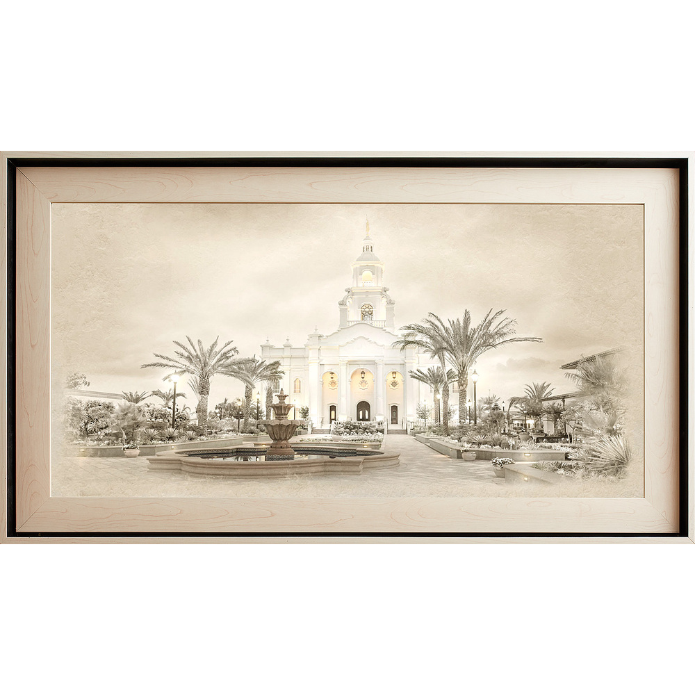 Tijuana Mexico Temple, Light Wood (22x39 Framed Textured Paper)