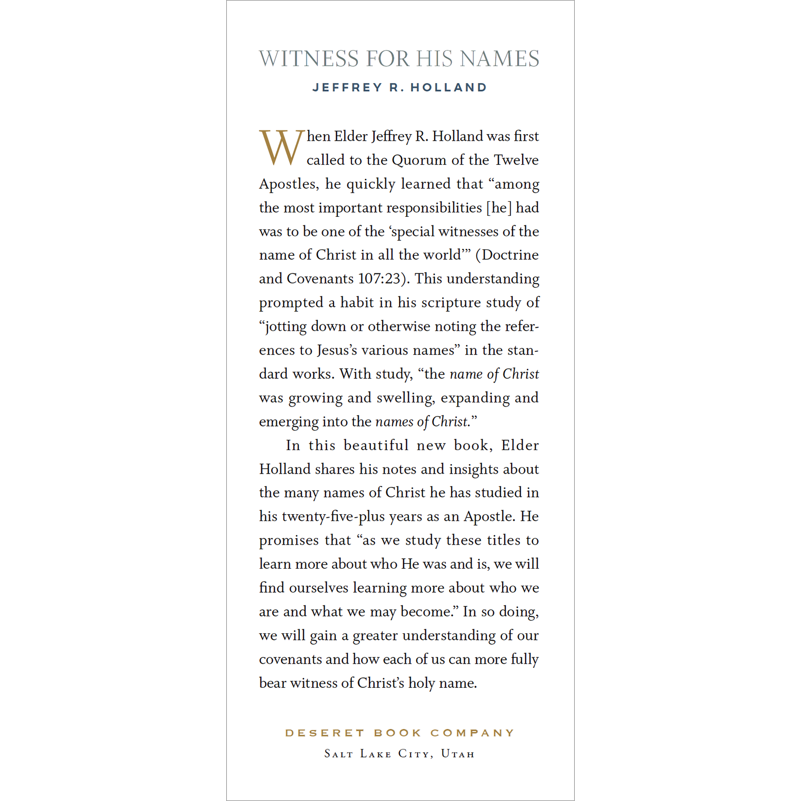 Witness for His Names, , large