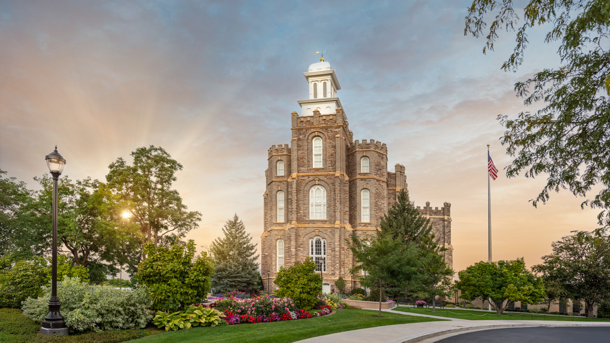 Logan Utah Temple - Fire of the Covenant Series (25x43 Framed Canvas Print), , large