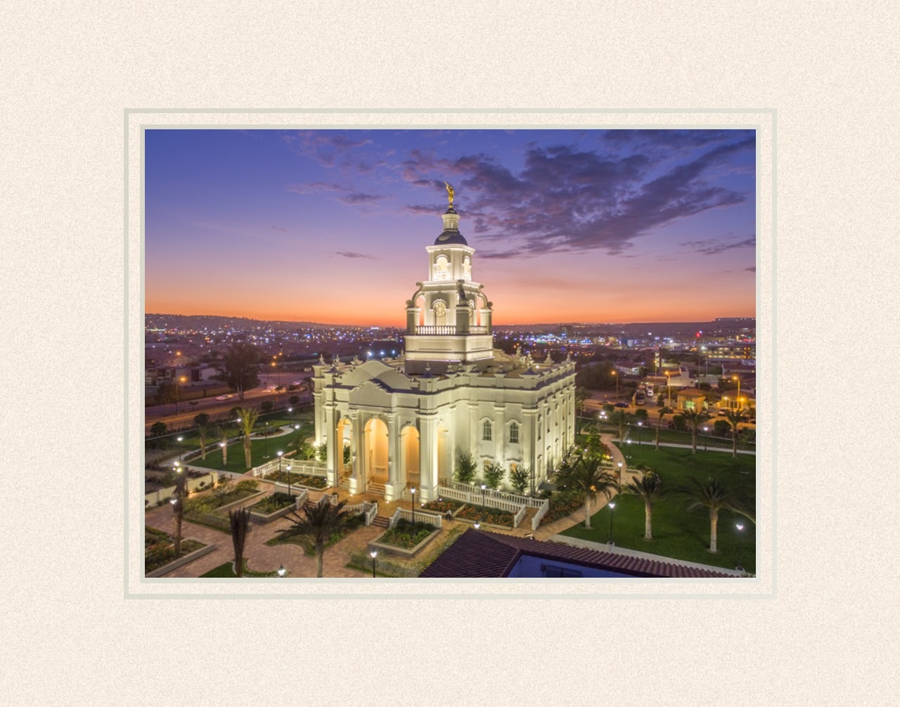 Tijuana Mexico Temple - Sunset Matted Print