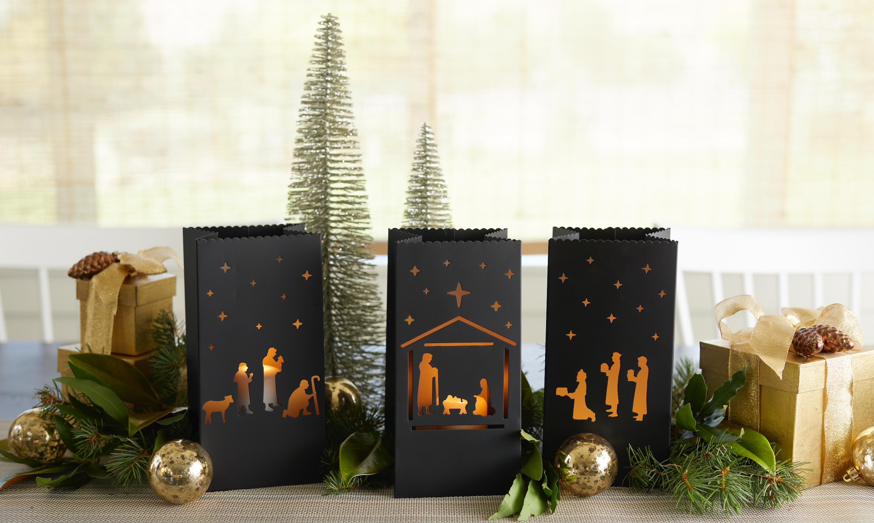 Silhouette Metal Nativity Luminaries, , large