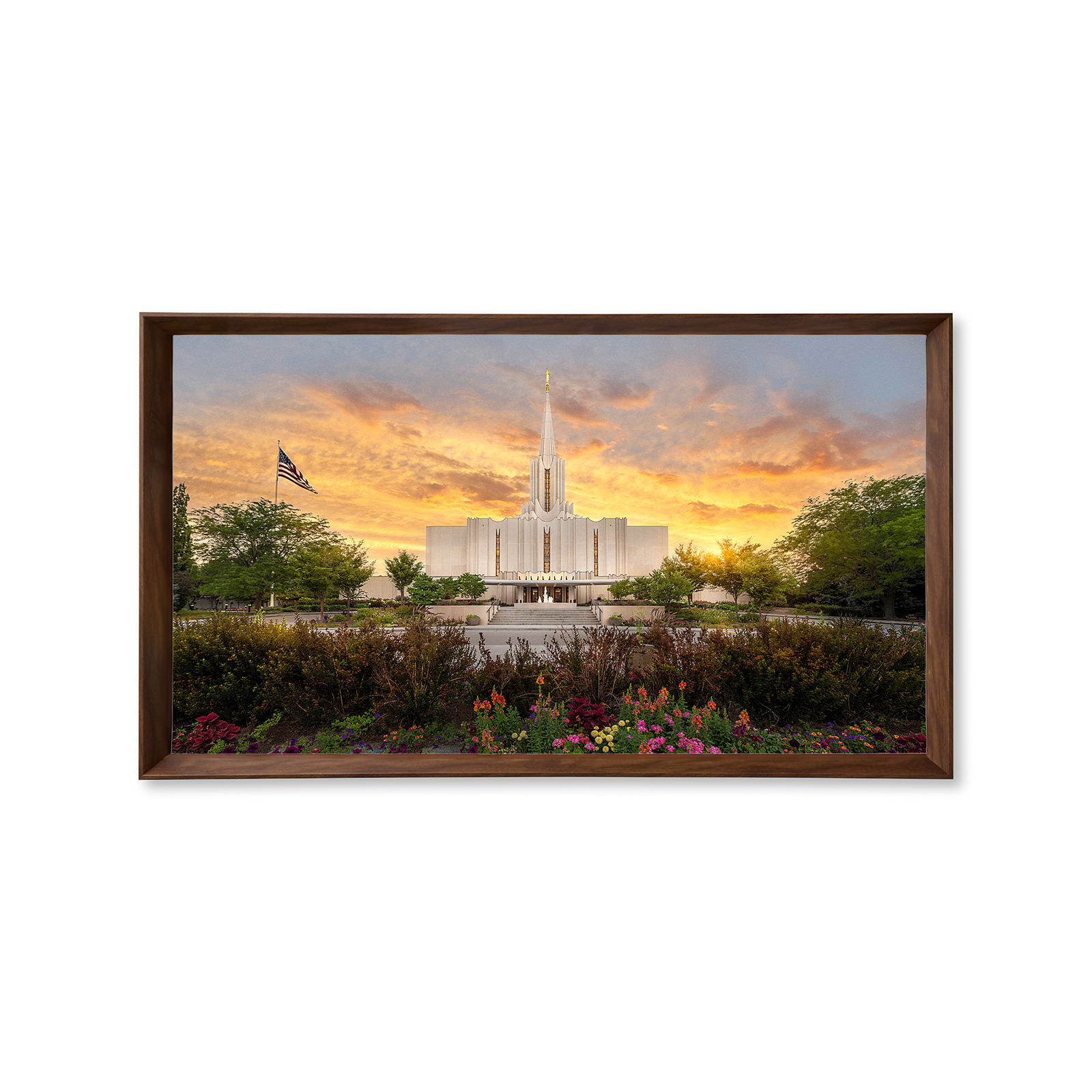 Jordan River Utah Temple - Fire of the Covenant Series (25x43 Framed Canvas Print)
