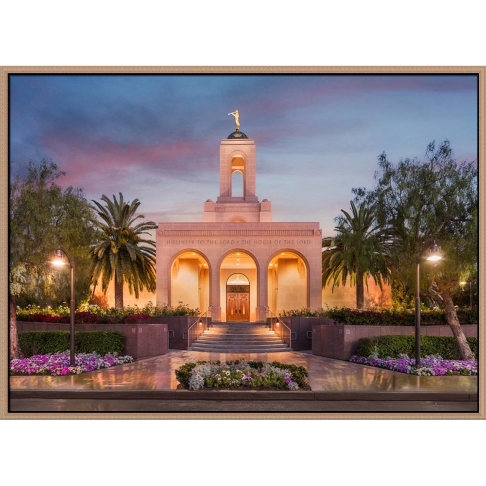 Newport Beach California Temple - Covenant Path (30x41 Framed Canvas Giclee)