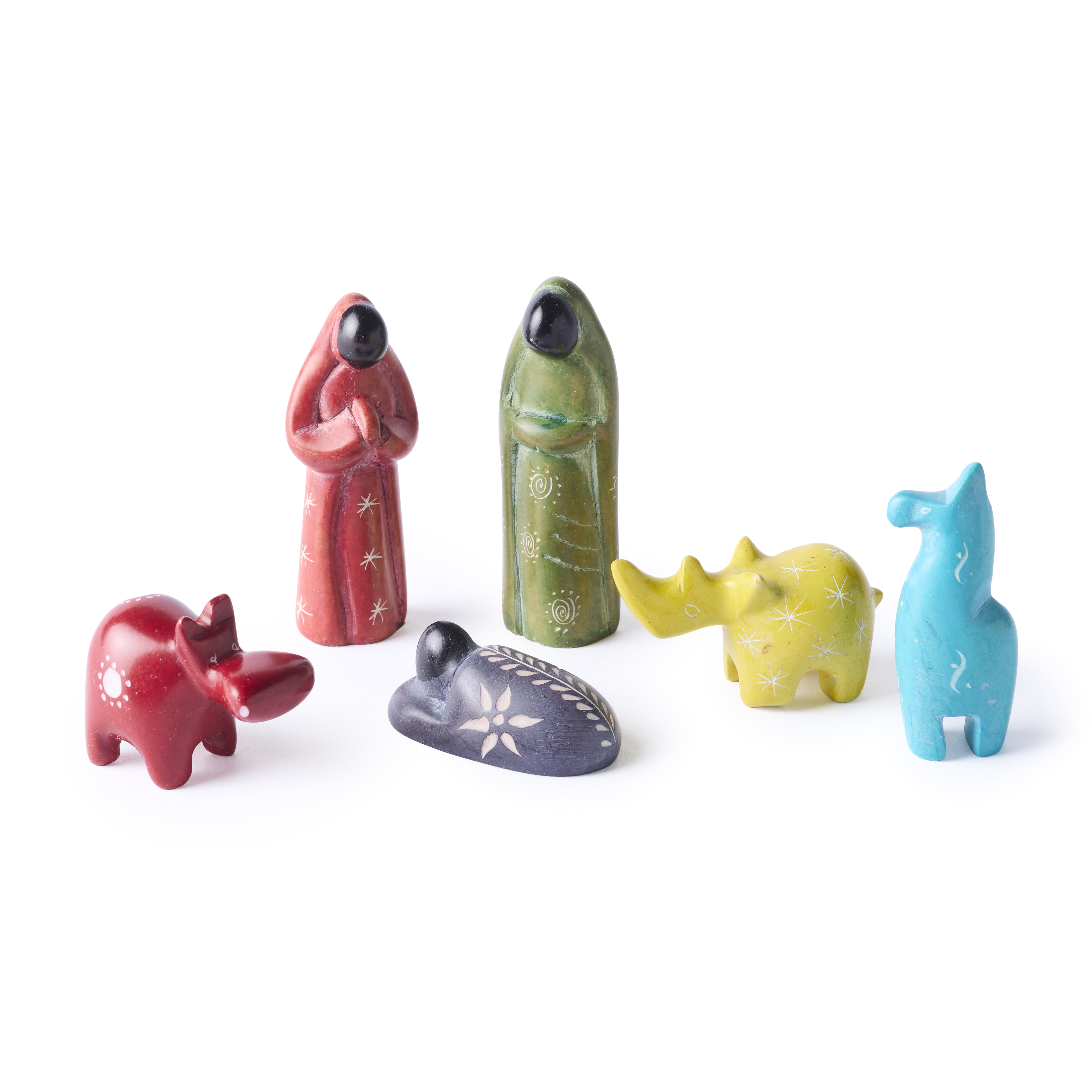 Kenya Soapstone Holy Family with Animals Nativity, , large image number 0