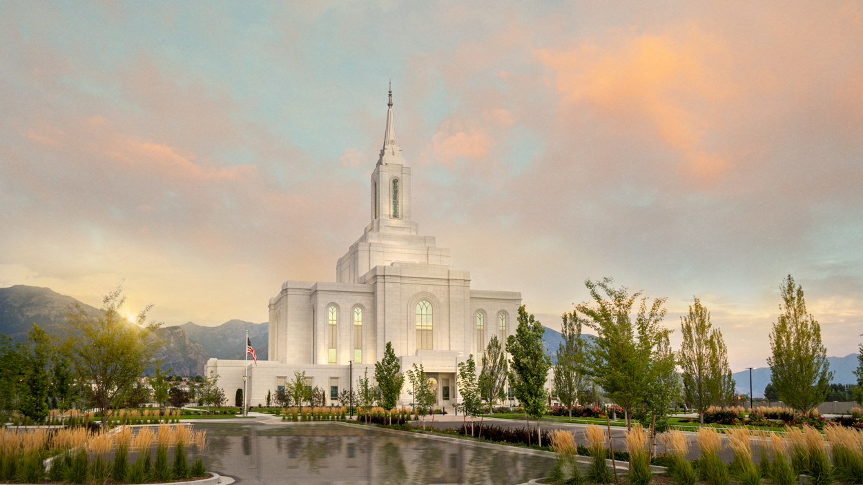 Orem Utah Temple - Fire of the Covenant Series (25x43 Framed Canvas Print), , large