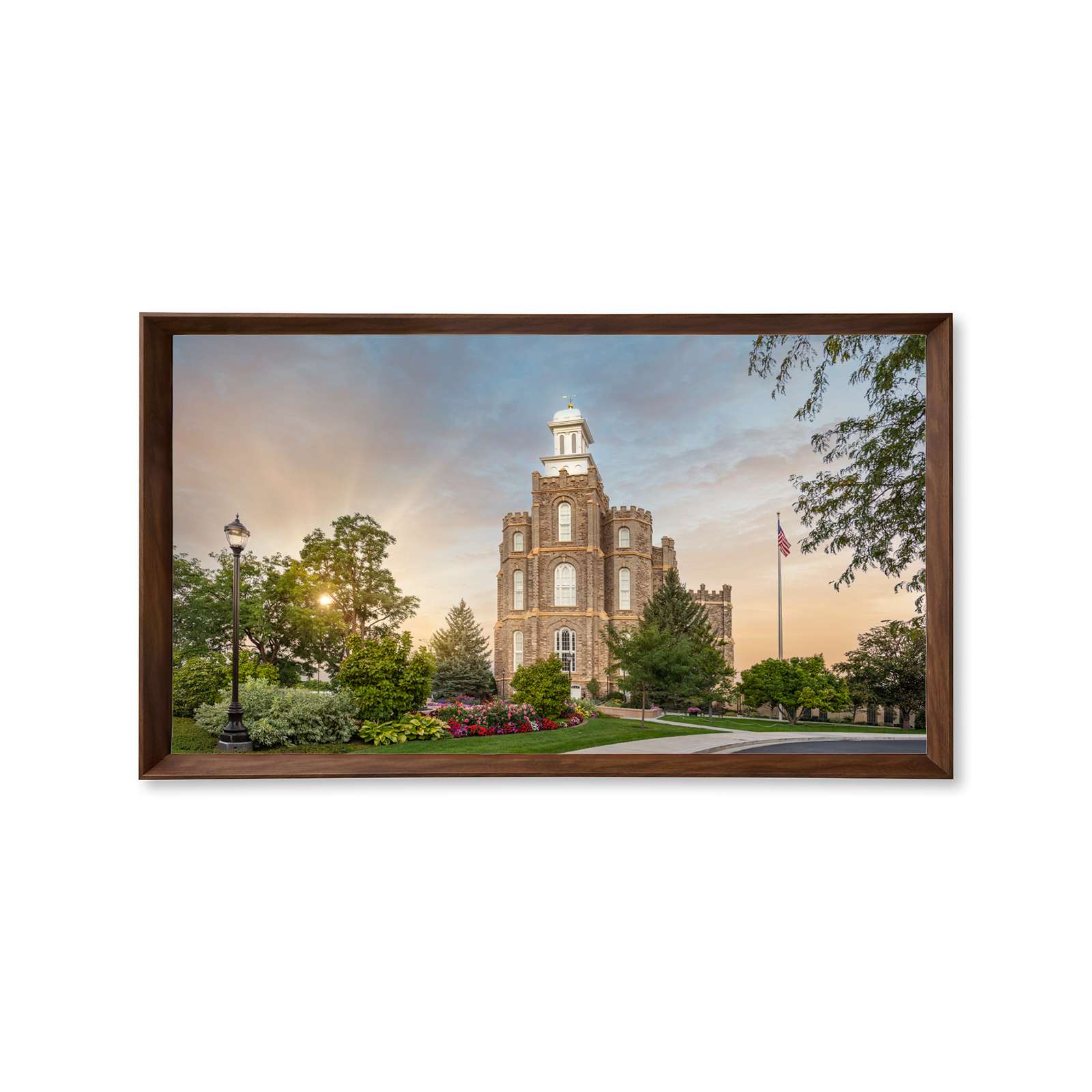 Logan Utah Temple - Fire of the Covenant Series (25x43 Framed Canvas Print)