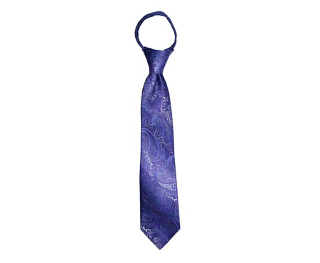 Boys' Lilac Paisley Zipper Necktie, , large