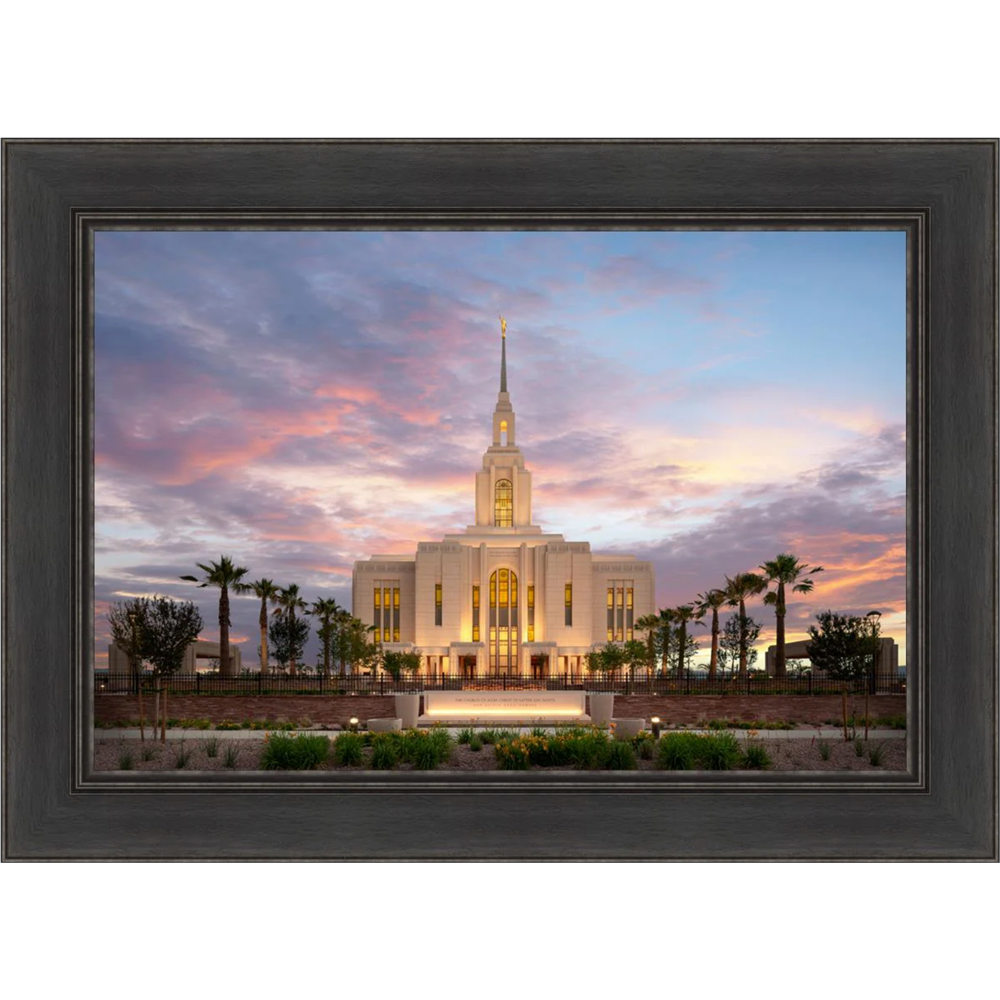 Red Cliffs Utah Temple, Evening Glow (27x37 Framed Art)