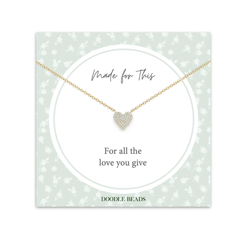 Necklace Motherhood Pave Heart Gold, , large image number 0