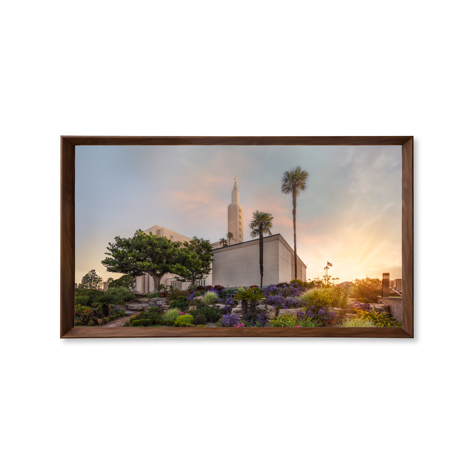 Los Angeles California Temple - Fire of the Covenant Series (25x43 Framed Canvas Print)