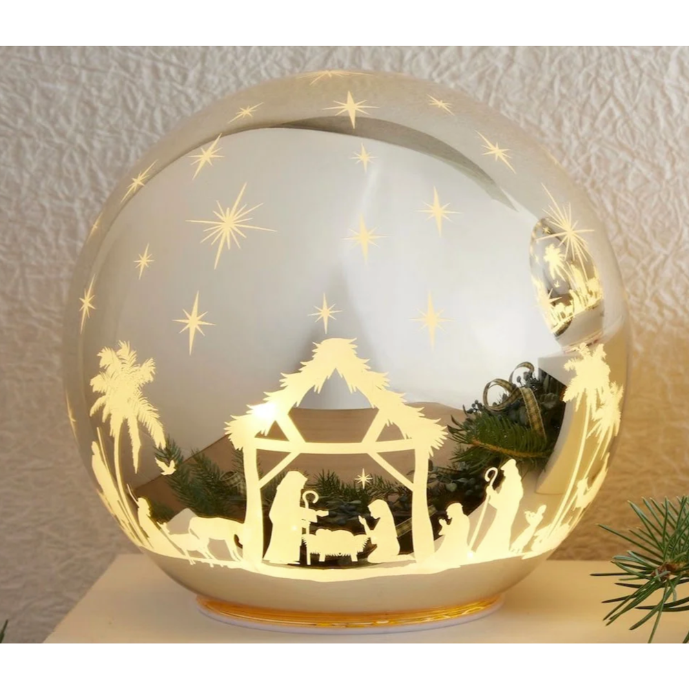 Light-up Gold Glass Nativity Sphere, , large image number 2