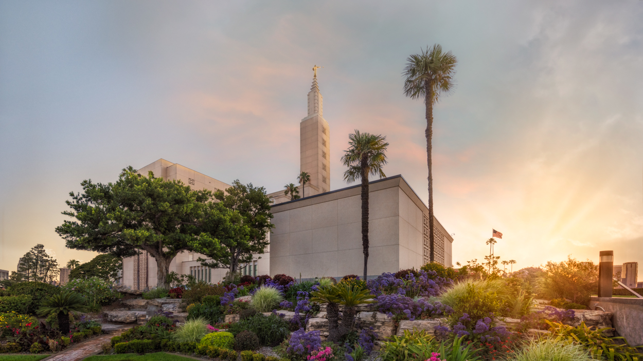 Los Angeles California Temple - Fire of the Covenant Series (25x43 Framed Canvas Print), , large