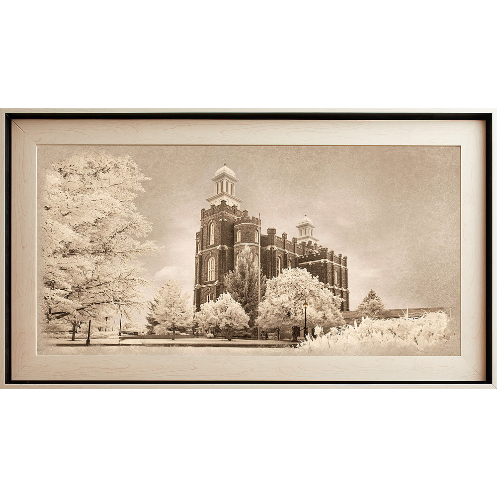 Logan Utah Temple - Light Wood (22x39 Framed Textured Paper)