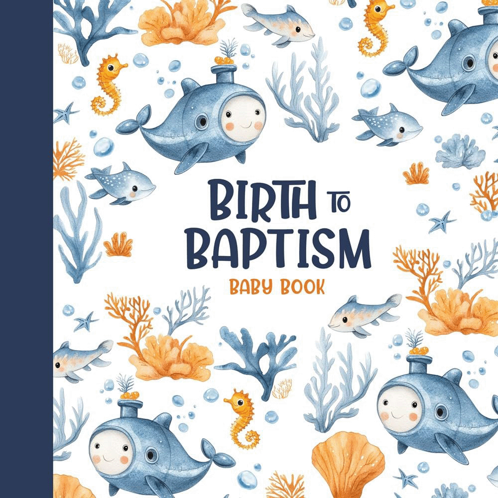 Birth to Baptism Blue Nautical Baby Book, , large image number 0