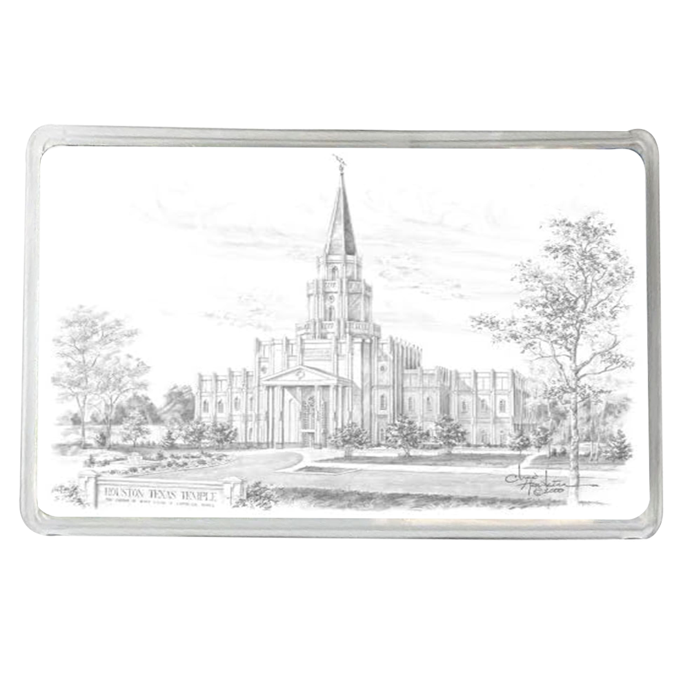 Houston Temple Recommend Holder Black & White