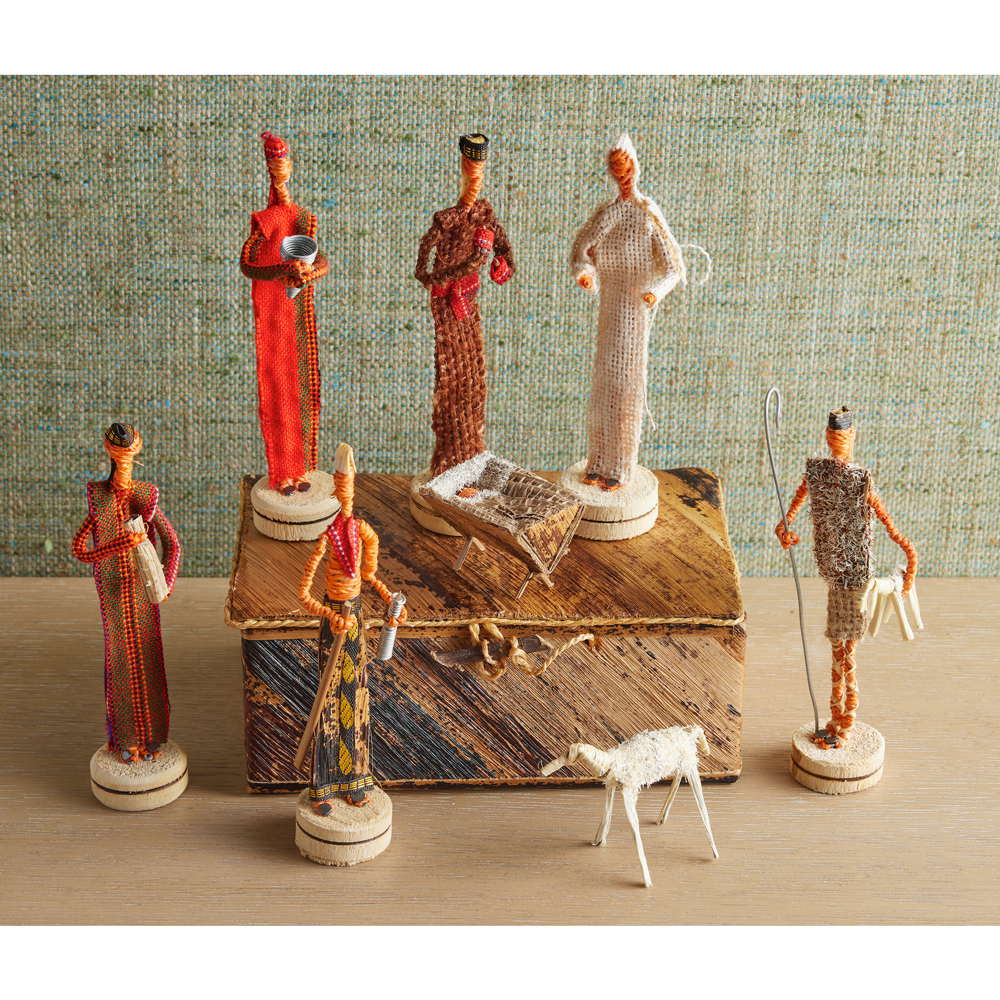Kenyan Colorful Banana Fiber Nativity, , large image number 2