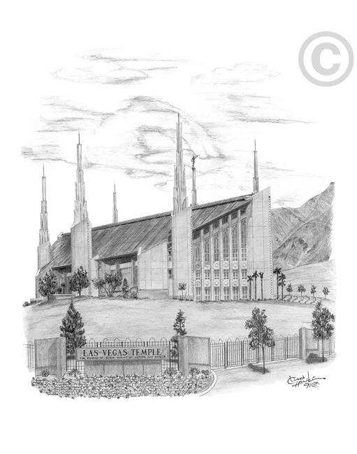 Las Vegas Temple Sketch - 5x7 Print