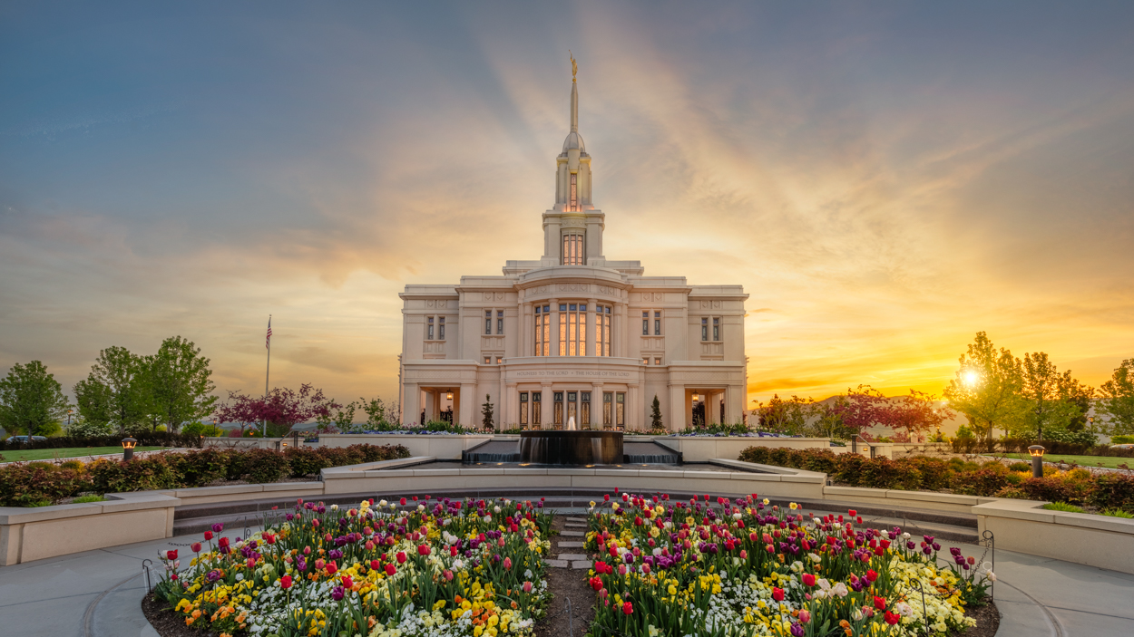 Payson Utah Temple - Fire of the Covenant Series (25x43 Framed Canvas Print), , large