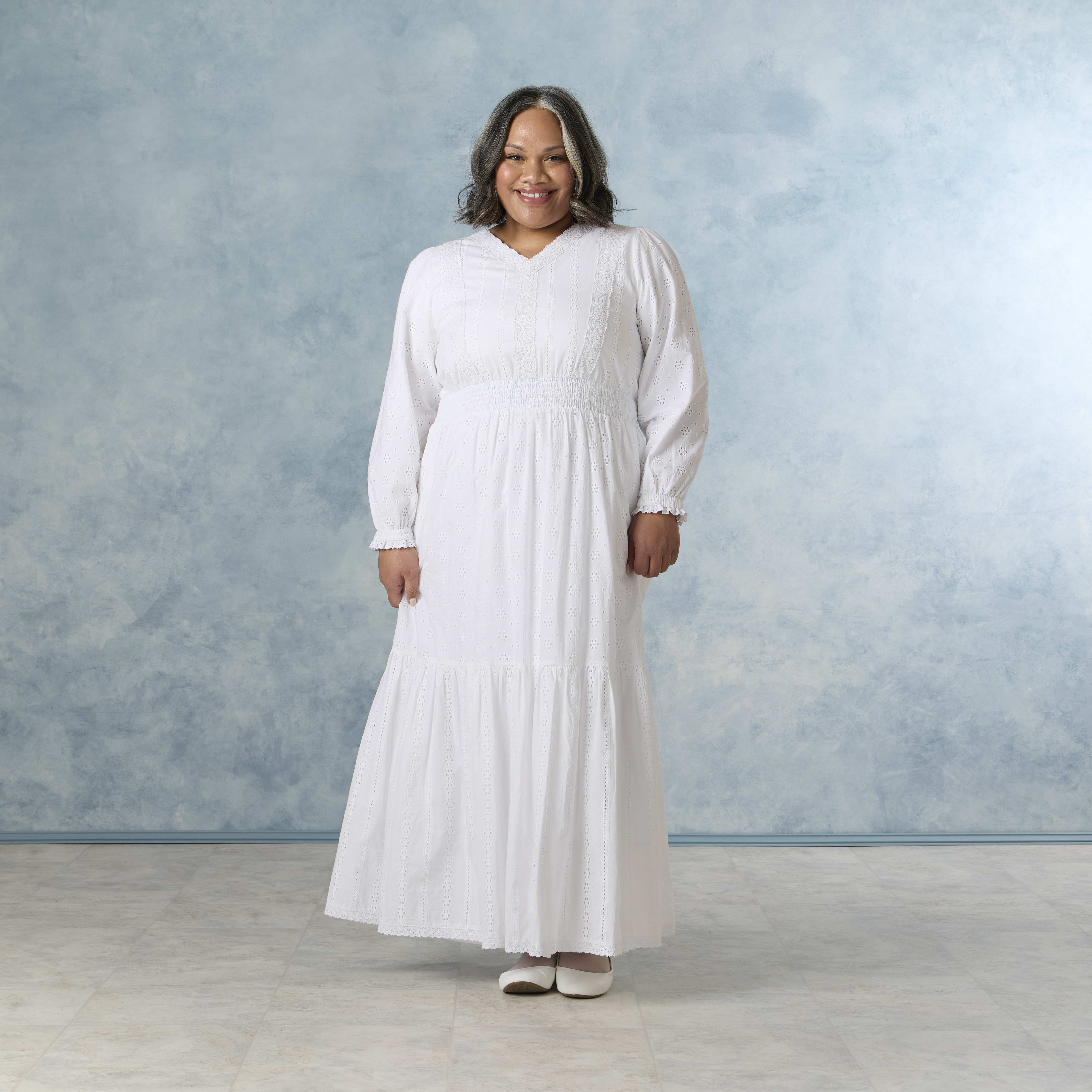 ワンピース andmary Juni cotton long dress white Dress 1X Abigail - KNIGHT & WELLS | Deseret Book