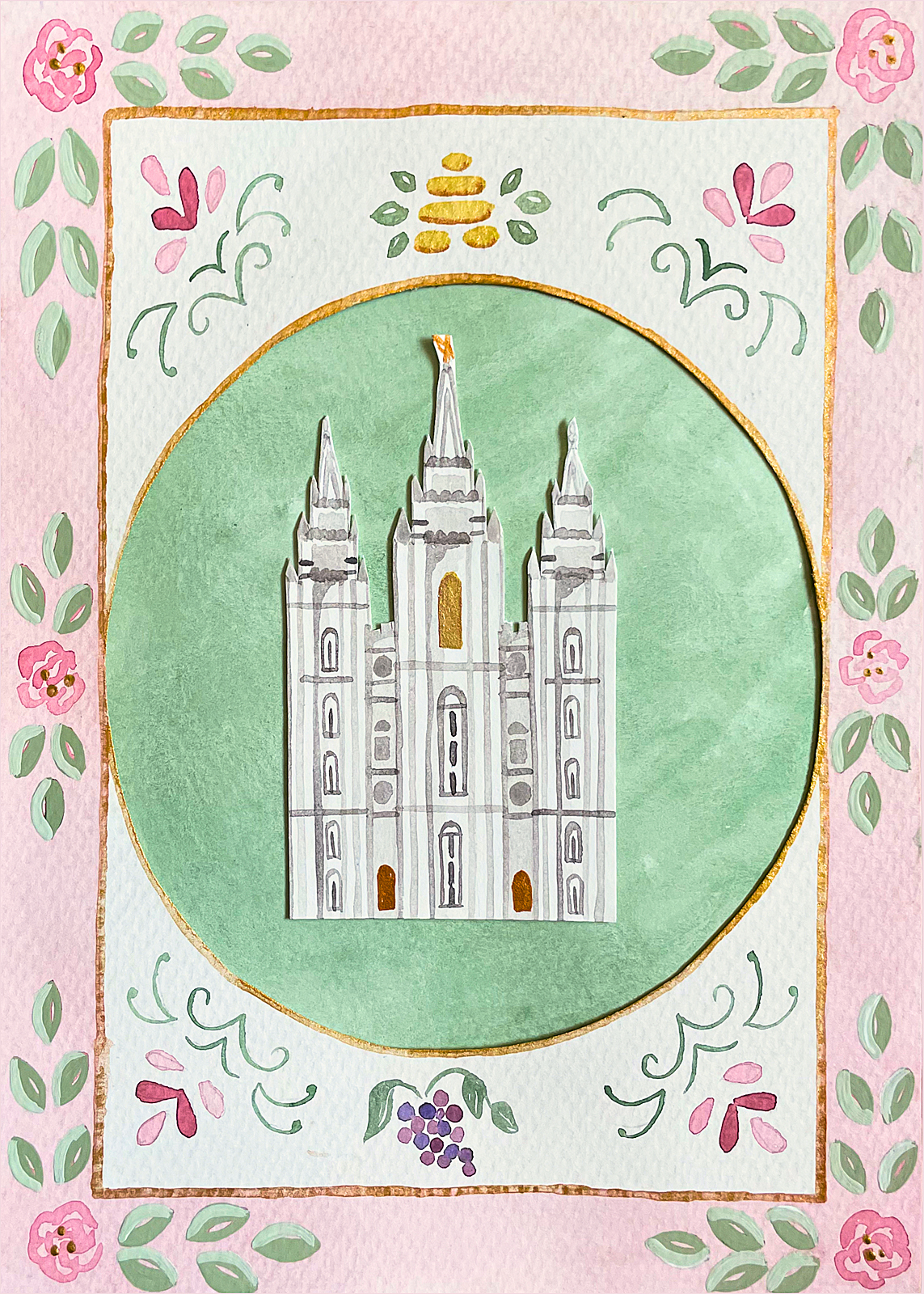 Salt Lake Utah Temple Cottagecore Style Print