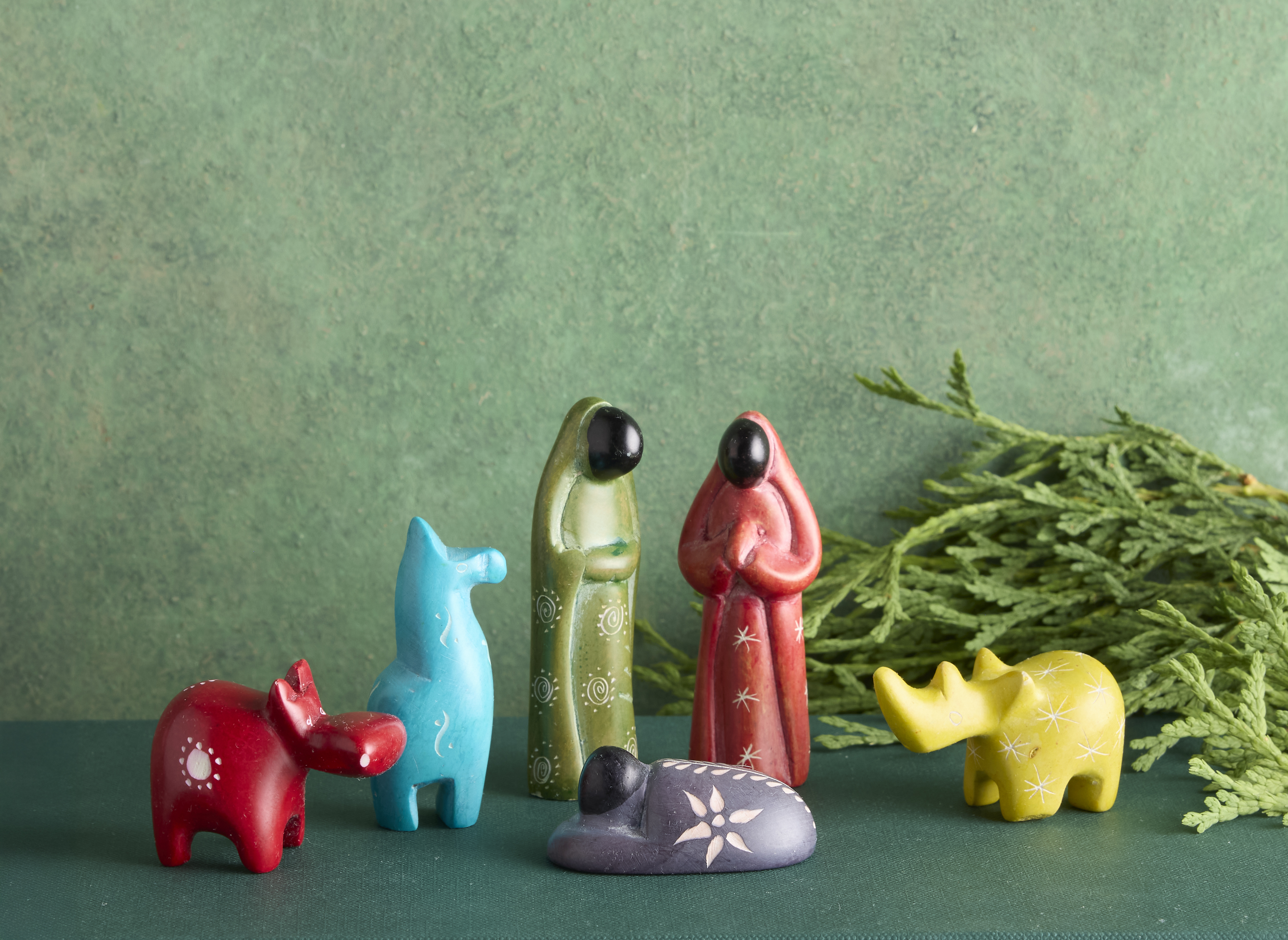 Kenya Soapstone Holy Family with Animals Nativity, , large image number 3
