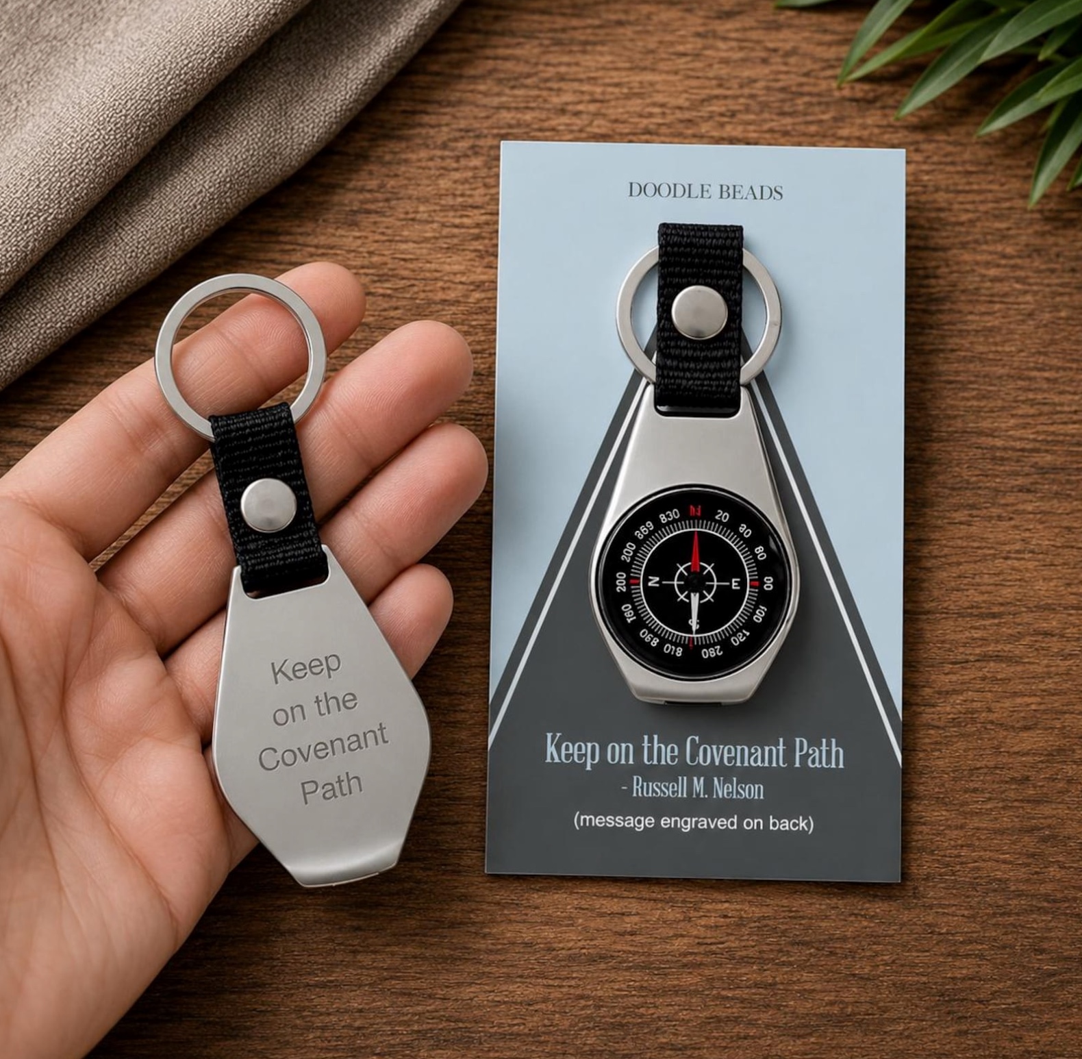 Keep on the Covenant Path Compass Keychain, , large image number 3