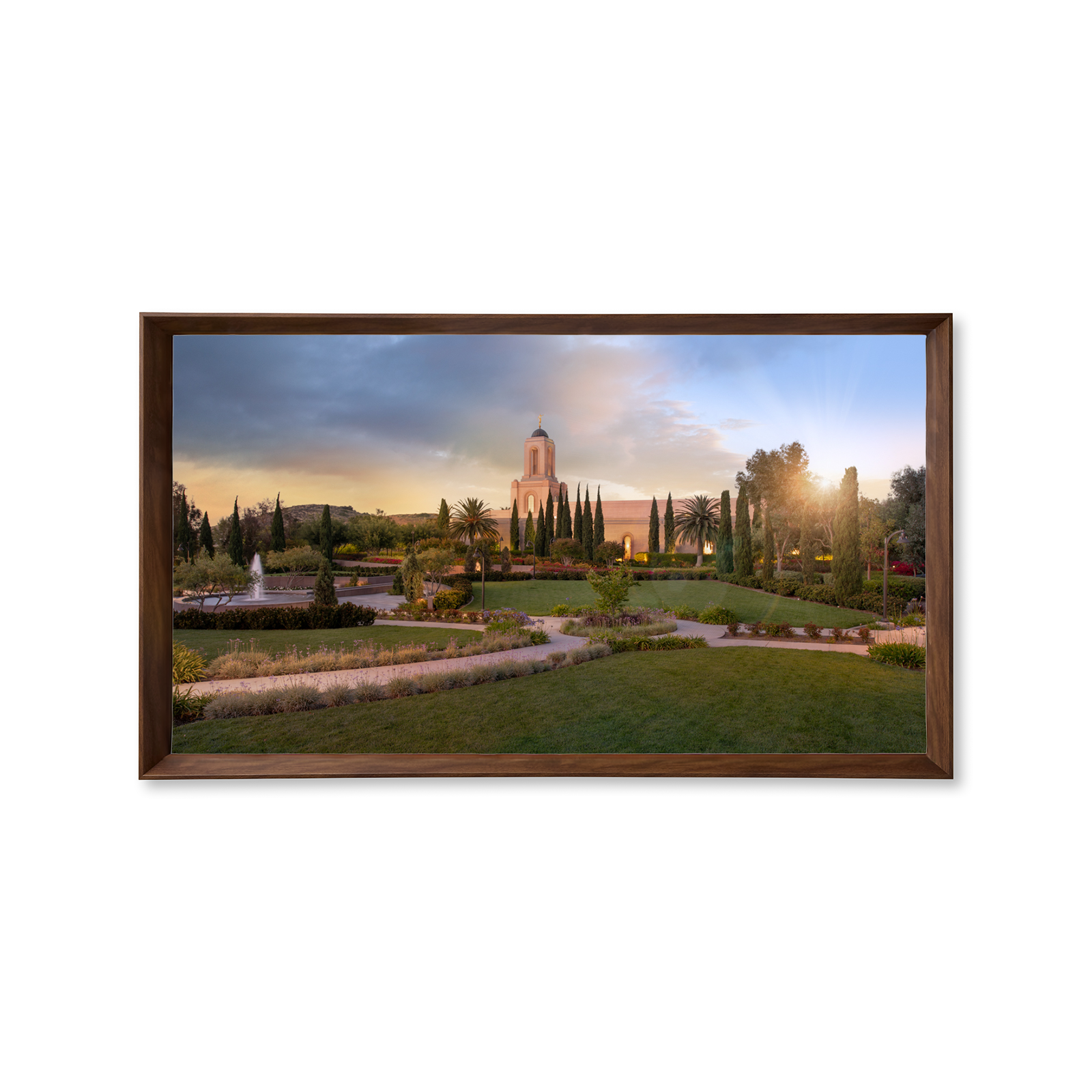 Newport Beach California Temple - Fire of the Covenant Series (25x43 Framed Canvas Print)