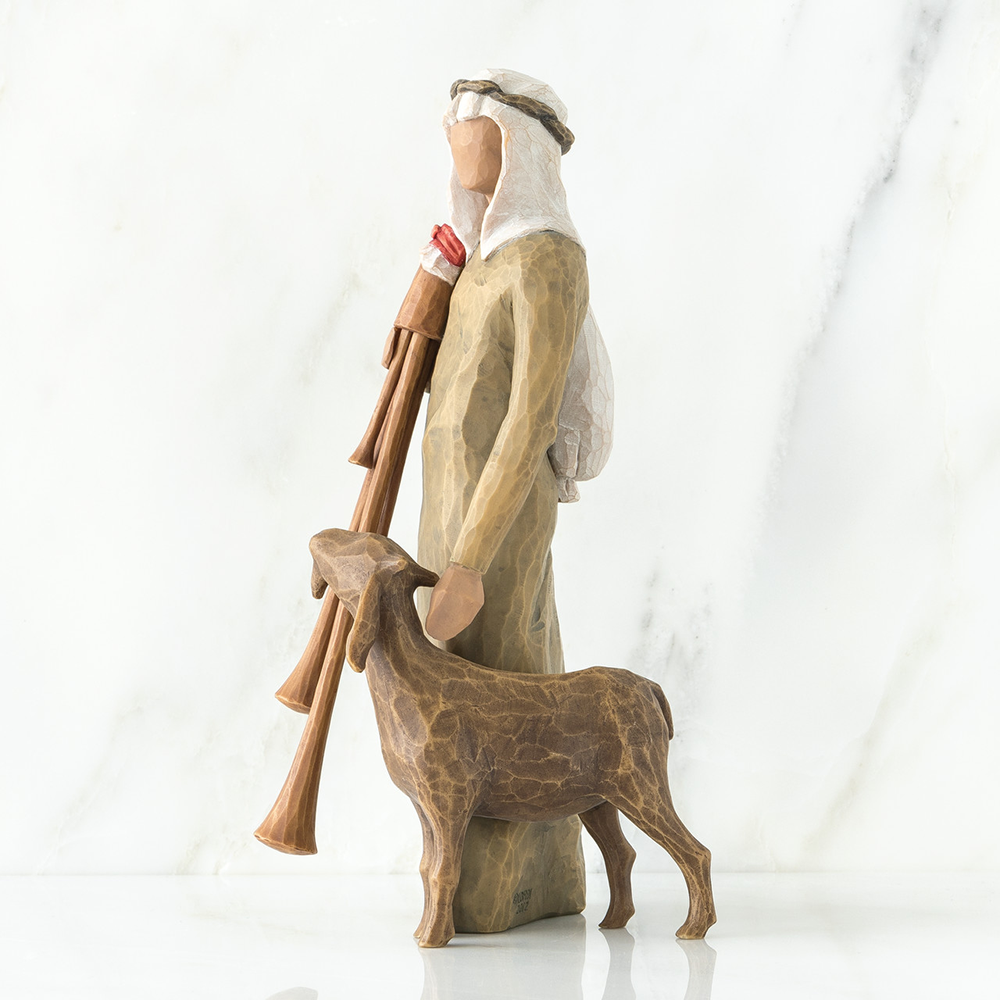 Willow Tree Zampognaro Shepherd Resin Nativity Figurine, , large