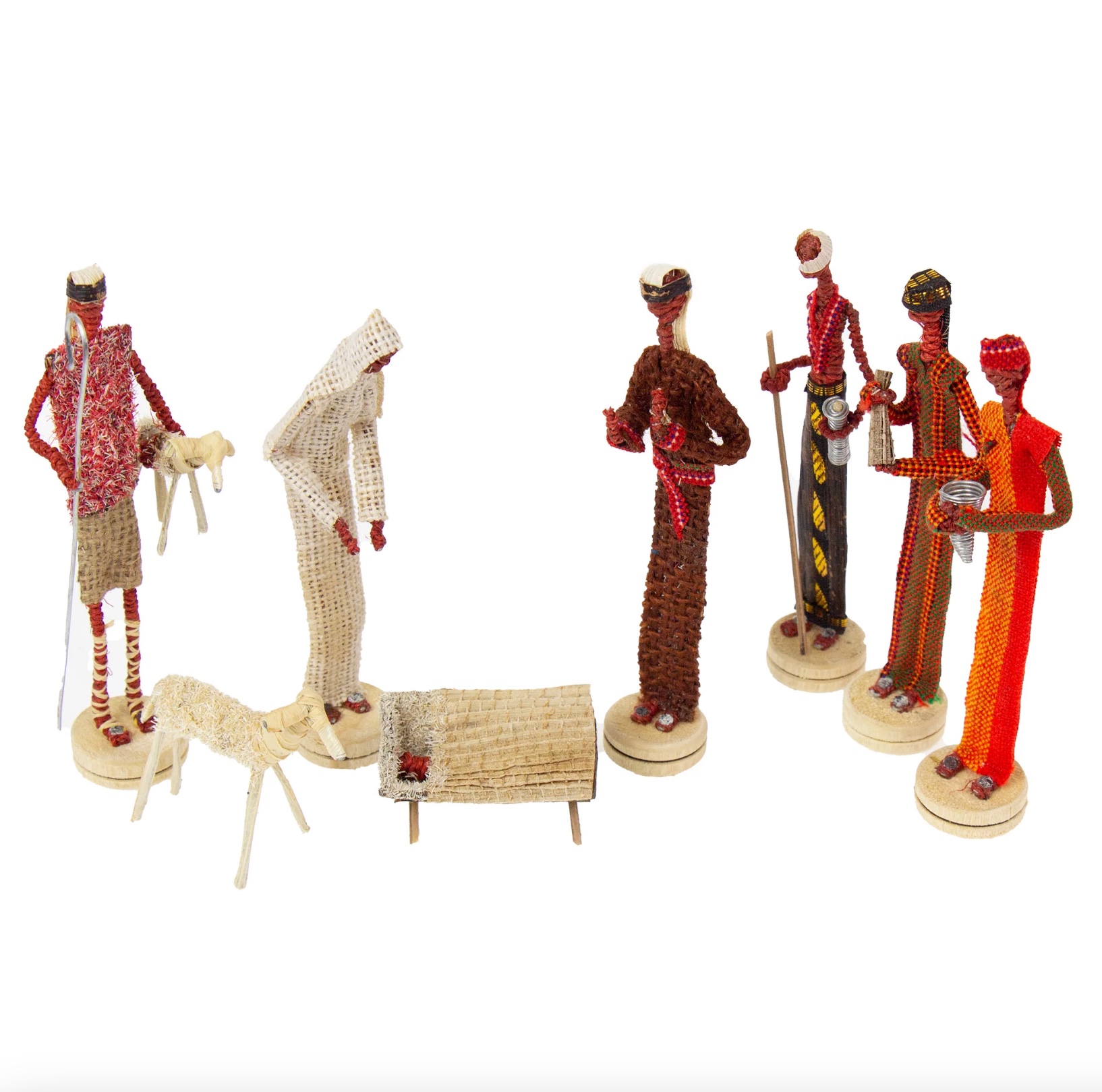 Kenyan Colorful Banana Fiber Nativity, , large