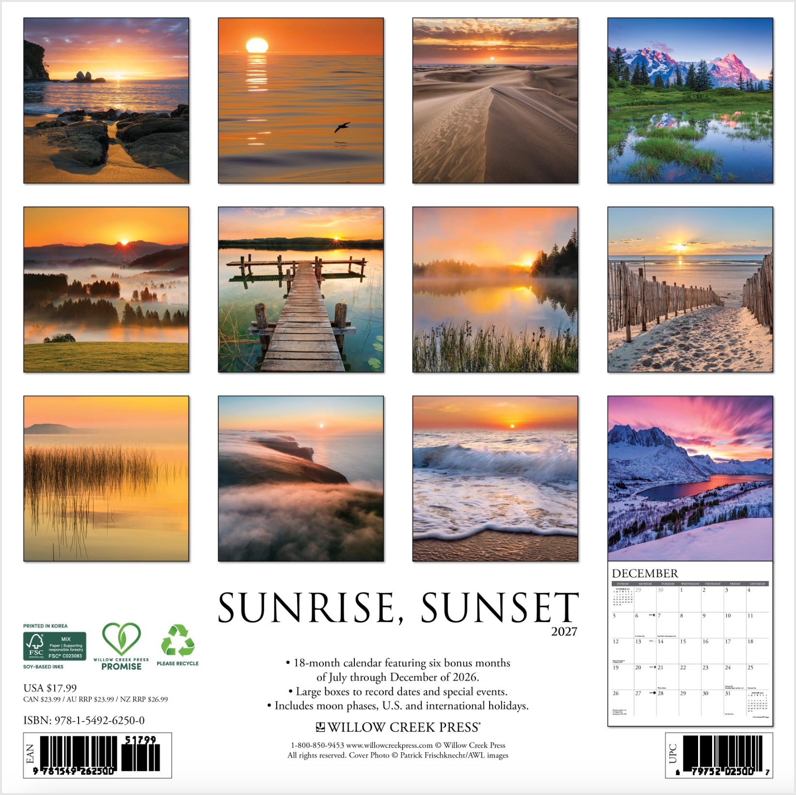 2027 Sunrise Sunset Wall Calendar, , large image number 2
