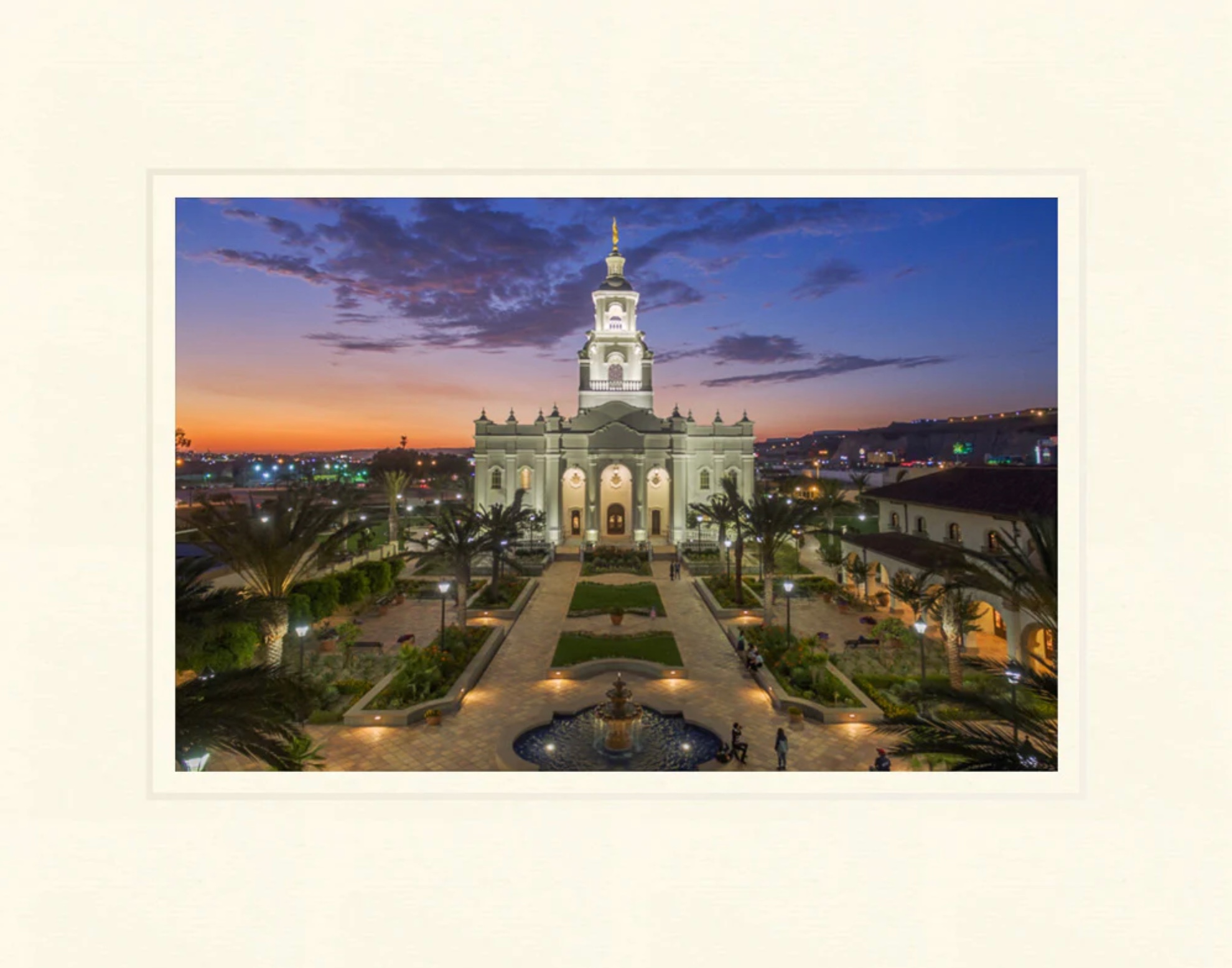Tijuana Mexico Temple - Courtyard Matted Print