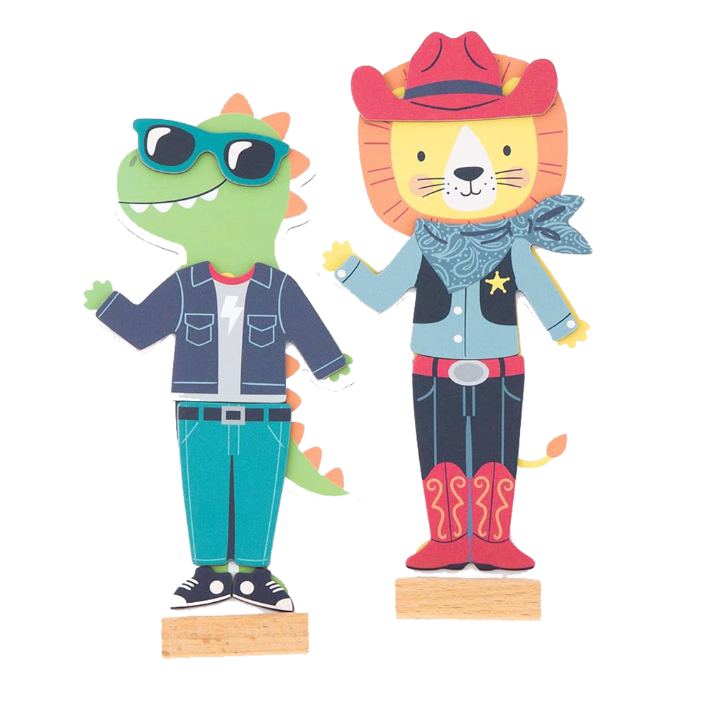 Dino and Lion Magnetic Dress Up Box Set, , large