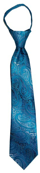 Boys' Turquoise and Silver Zipper Necktie, , large