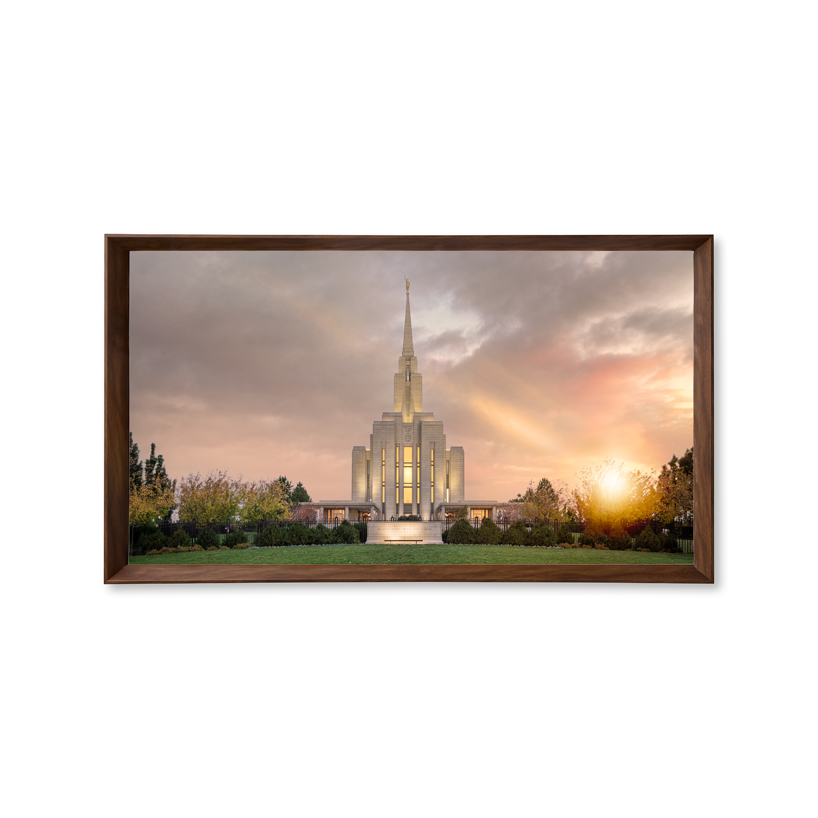 Oquirrh Mountain Utah Temple - Fire of the Covenant Series (25x43 Framed Canvas Print)